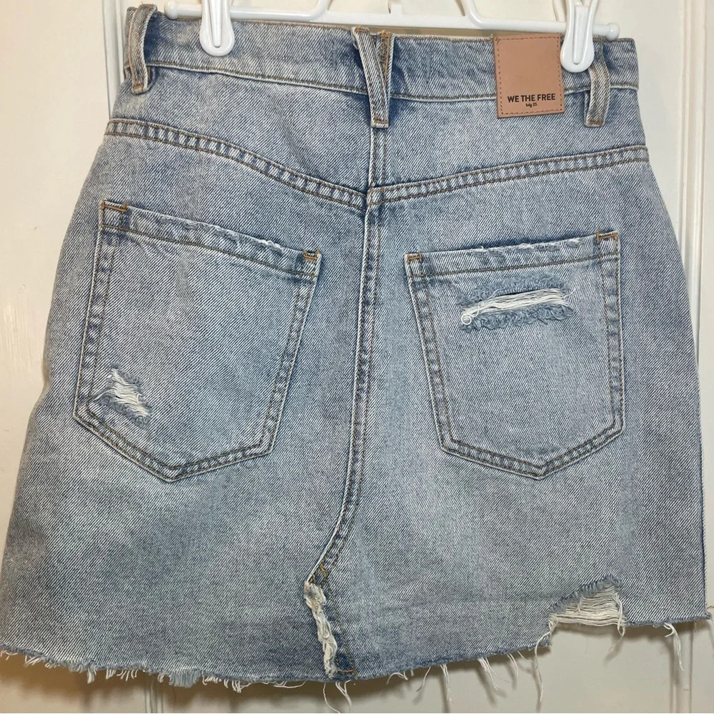 We The Free High‎ Rise Button Fly “BFF” Embroidered Denim Skirt size 25 NWT - Picture 6 of 9